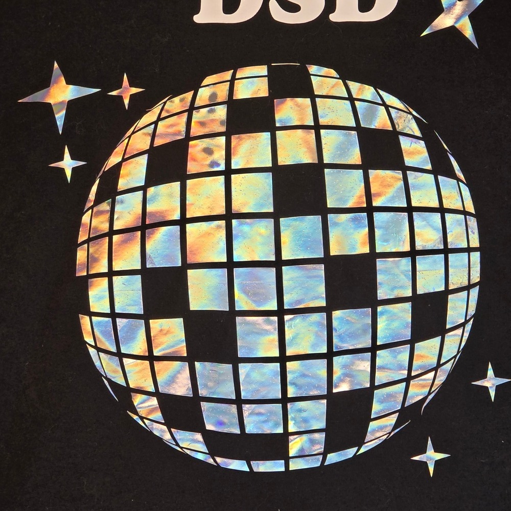Gildan DSD Disco Ball Holographic Graphic T-Shirt Mens XL Black Short Sleeve - Picture 2 of 11